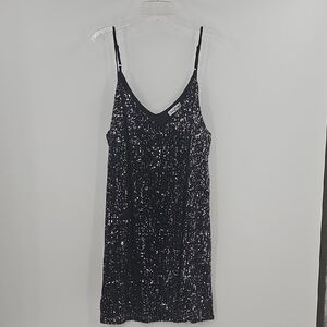 Perfectly Priscilla Black Sequin Midi Dress Size 2X